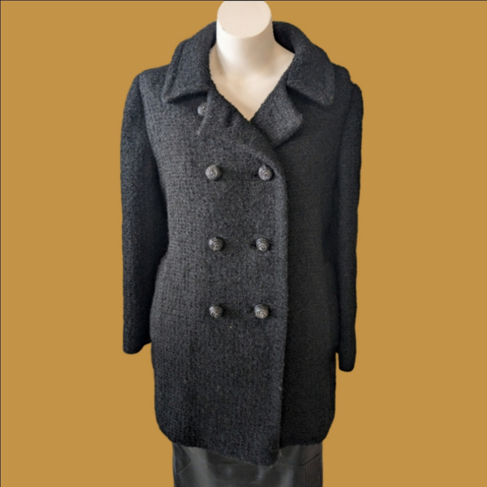 Vintage Coat I.Magnin Women's Black Double-Breasted  Pea Coat size M